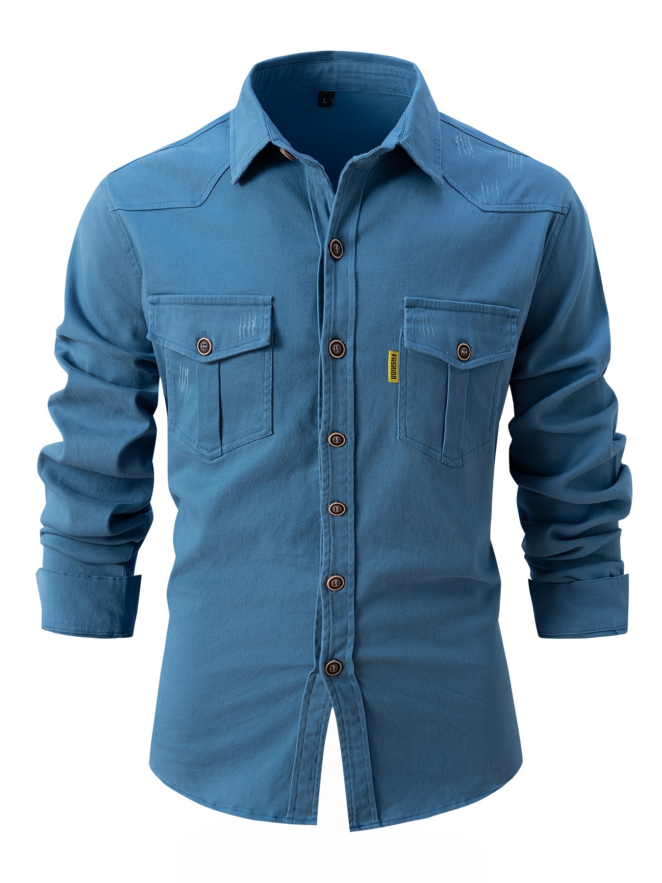 Men's Cotton Button Down Slim Fit Long Sleeve Casual Shirt