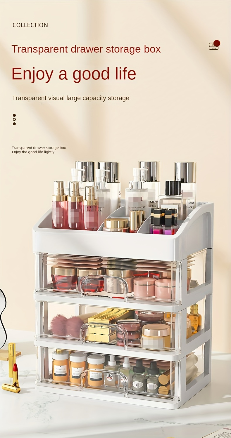 Desktop Makeup Organizer Drawer Type Cosmetic Storage Box Make Up Case  Brush Holder Lipstick Skincare Makeup Tables