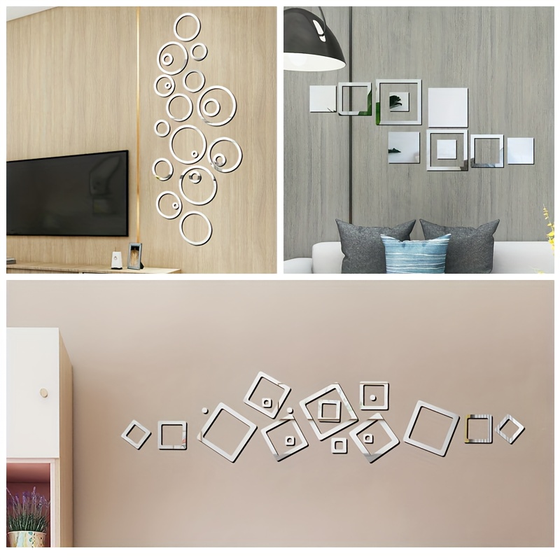 Circle Stick on Mirrors for Wall Peel and Stick Wall Decals for Kids Electrostatic Glass Stickers Glue Window Film Removable Bathroom Bathroom Glass