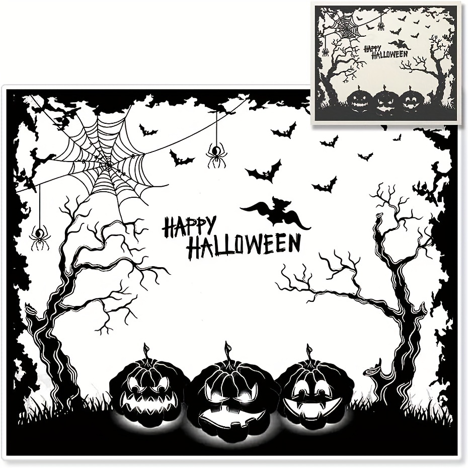 Halloween Words Clear Stamps for Card Making, Bat Tree Frame Clear Rubber Stamps Letter Stamps for Holiday Card Making Decoration and DIY