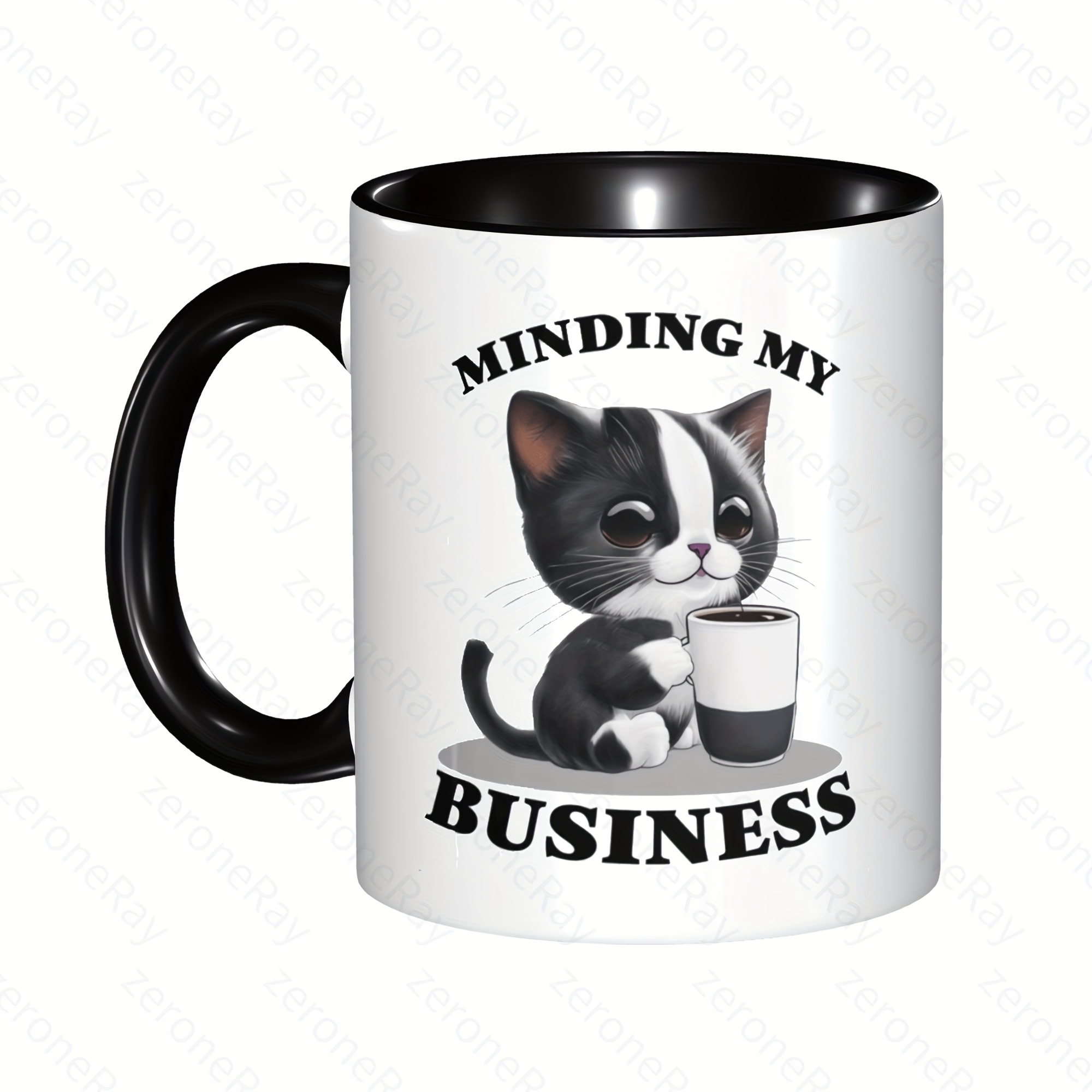 BigNoseDeer Cat Mug Cute Ceramic Coffee Cup with Lovely Kitty Lid, Cat Paw Spoon,kawaii coaster,Novelty Morning Cup Tea Milk Christmas Mug 380ml