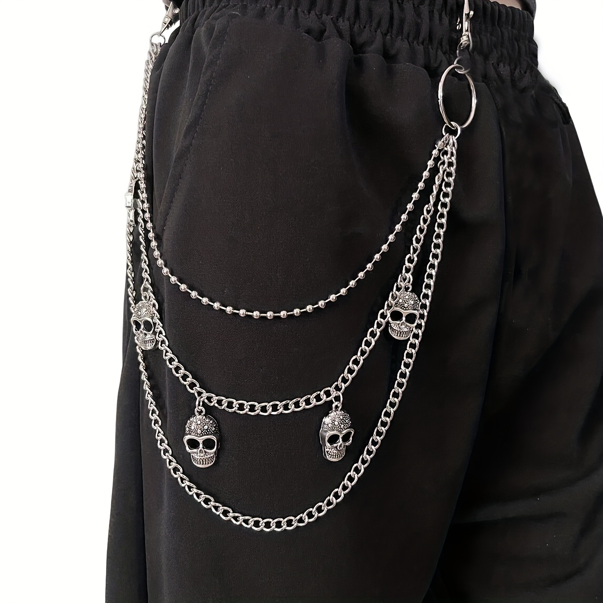 3pcs Pocket Chain Jeans Chains Women Pants Chain Waist Chain Belt C