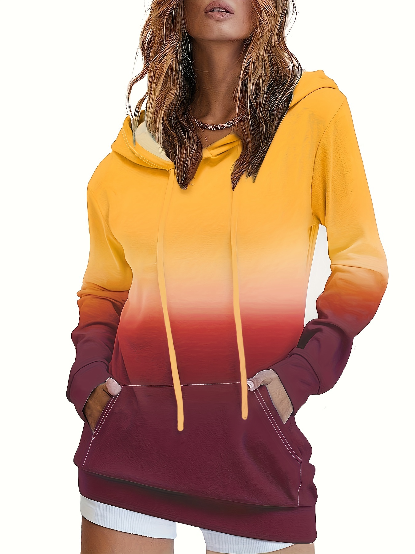 BETTE BOUTIK Womens Casual Hoodies Long Sleeve Drawstring Pullover Hooded  Sweatshirts for Women Button Down Blouses Tops with Kangaroo Pocket  Gradient Orange S : : Clothing, Shoes & Accessories