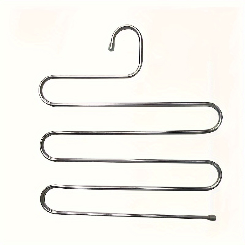 1pc S-shaped Pants Hanger, Stainless Steel Clothes Rack, Save Space Storage And Organization For Wardrobe, Closet, Bedroom, Suitable For Pants, Jeans,