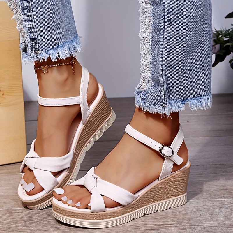 Women's Closed Toe Espadrilles Wedge Sandals, Comfortable Cross Strap Slip  On Heels, Casual Outdoor Fabric Shoes - Temu