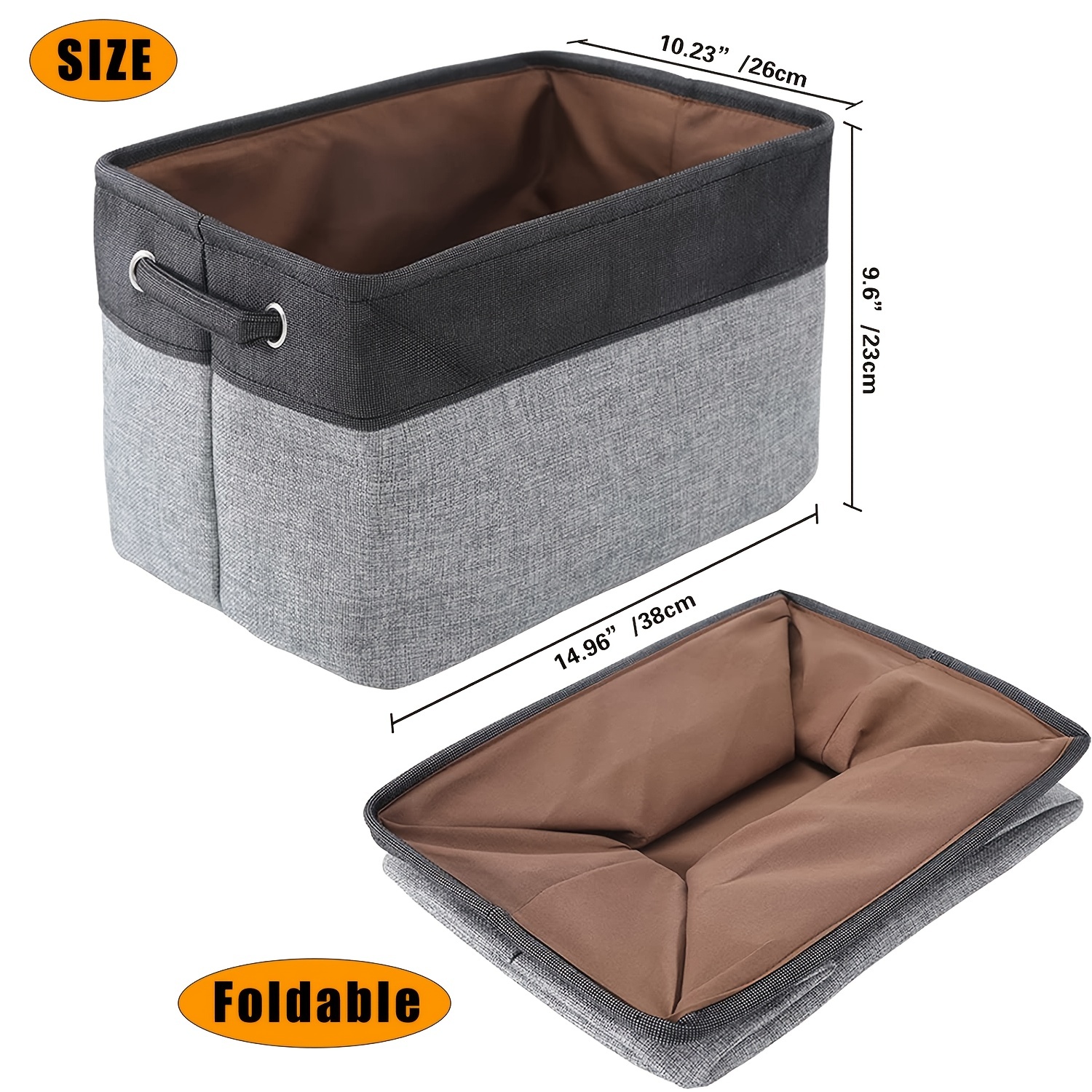 3pcs Folding Storage Bins Foldable Canvas Fabric Storage Basket Cubic Box