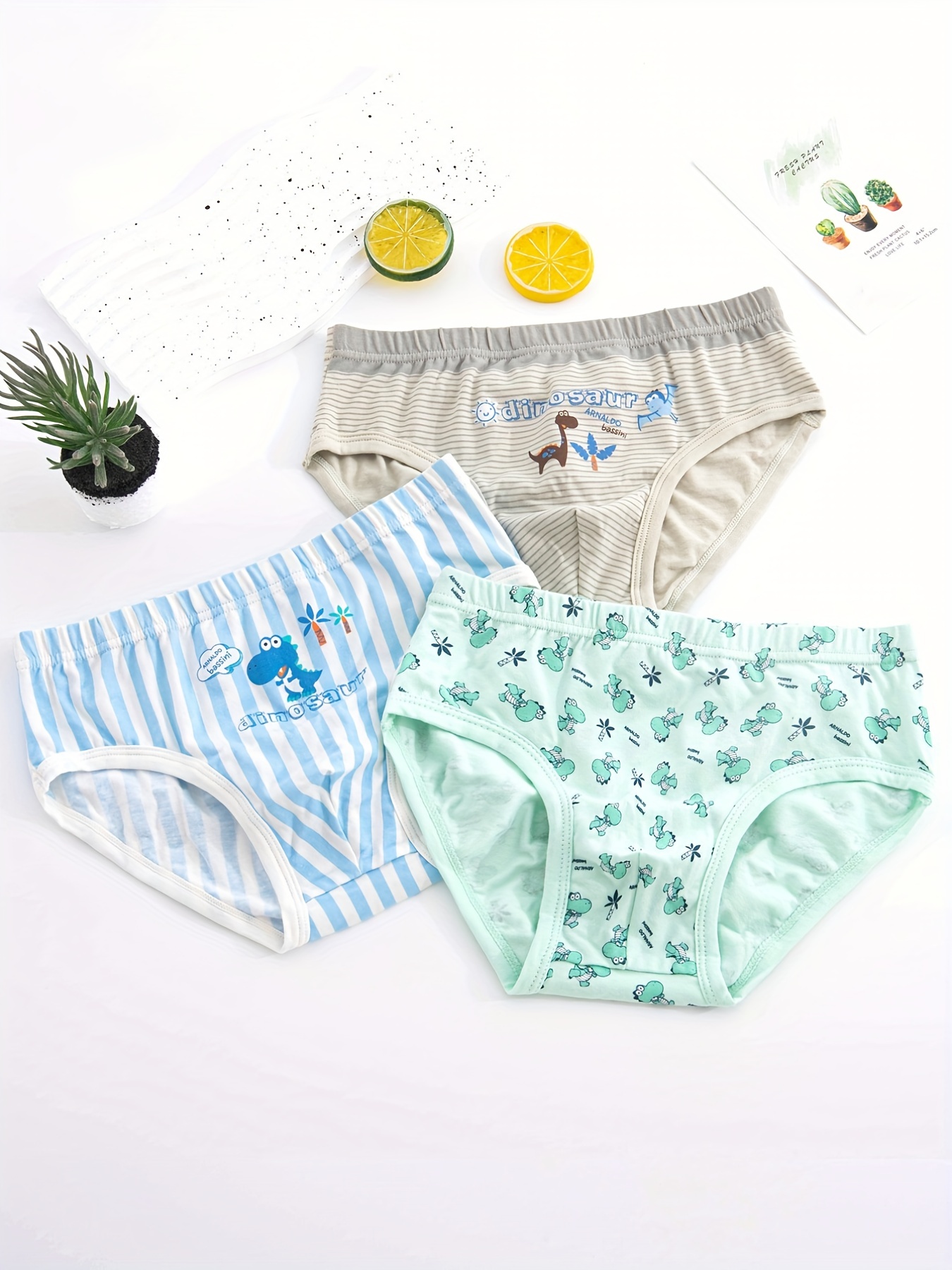 3pcs Toddler Boy's Breathable Briefs, Cartoon Dinosaur Pattern Cotton  Panties, Comfy Kid's Underwear