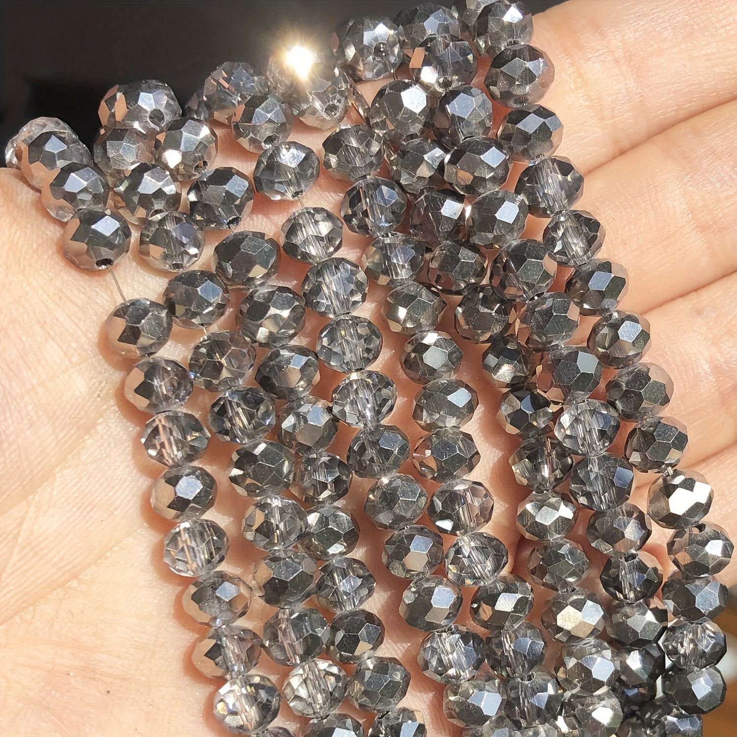 Crystal Glass Beads Silver Plated Transparent Spacer Beads - Temu