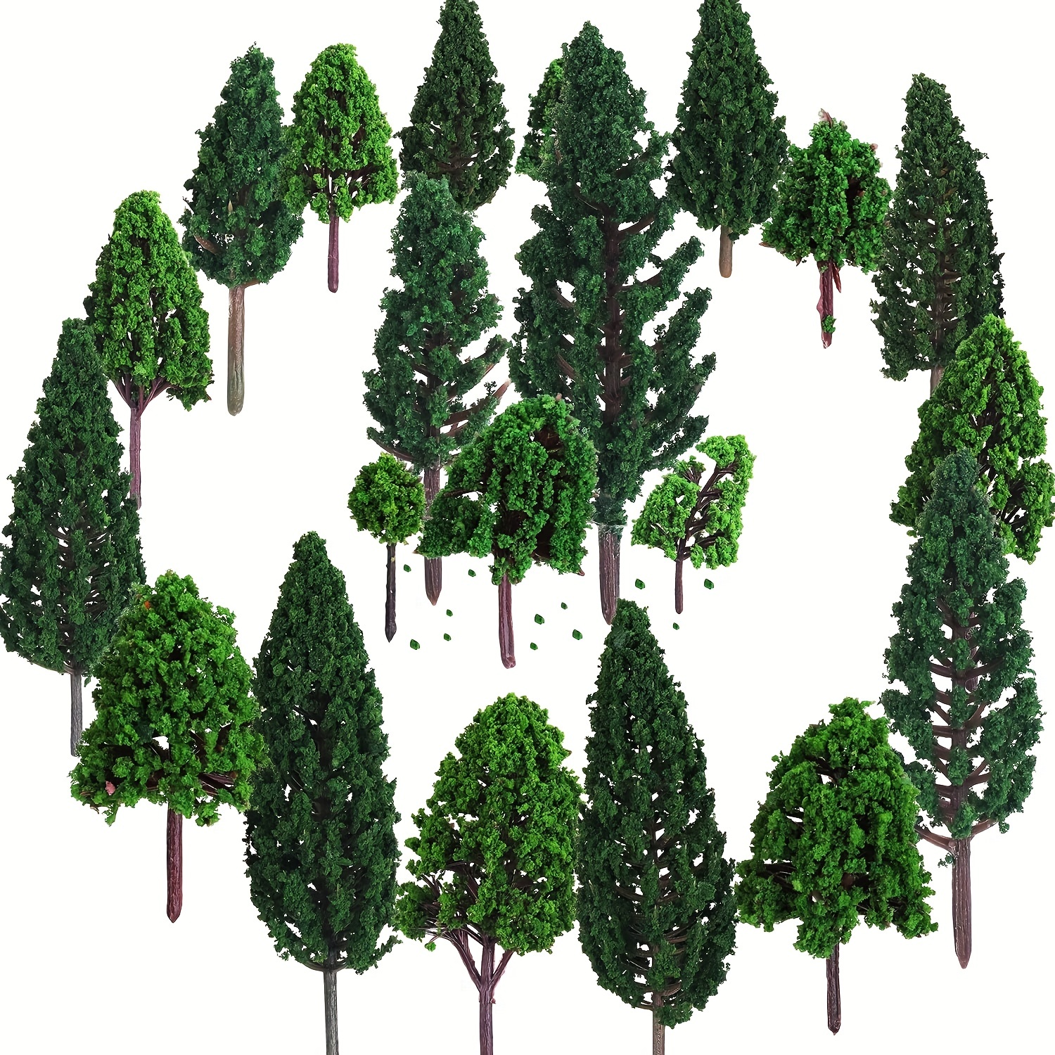 

20pcs, Simulation Landscape Model Tree Mini Plastic Pine Tree Building Train Sand Table Scene Handcrafted Small Tree Bonsai Statue Accessories