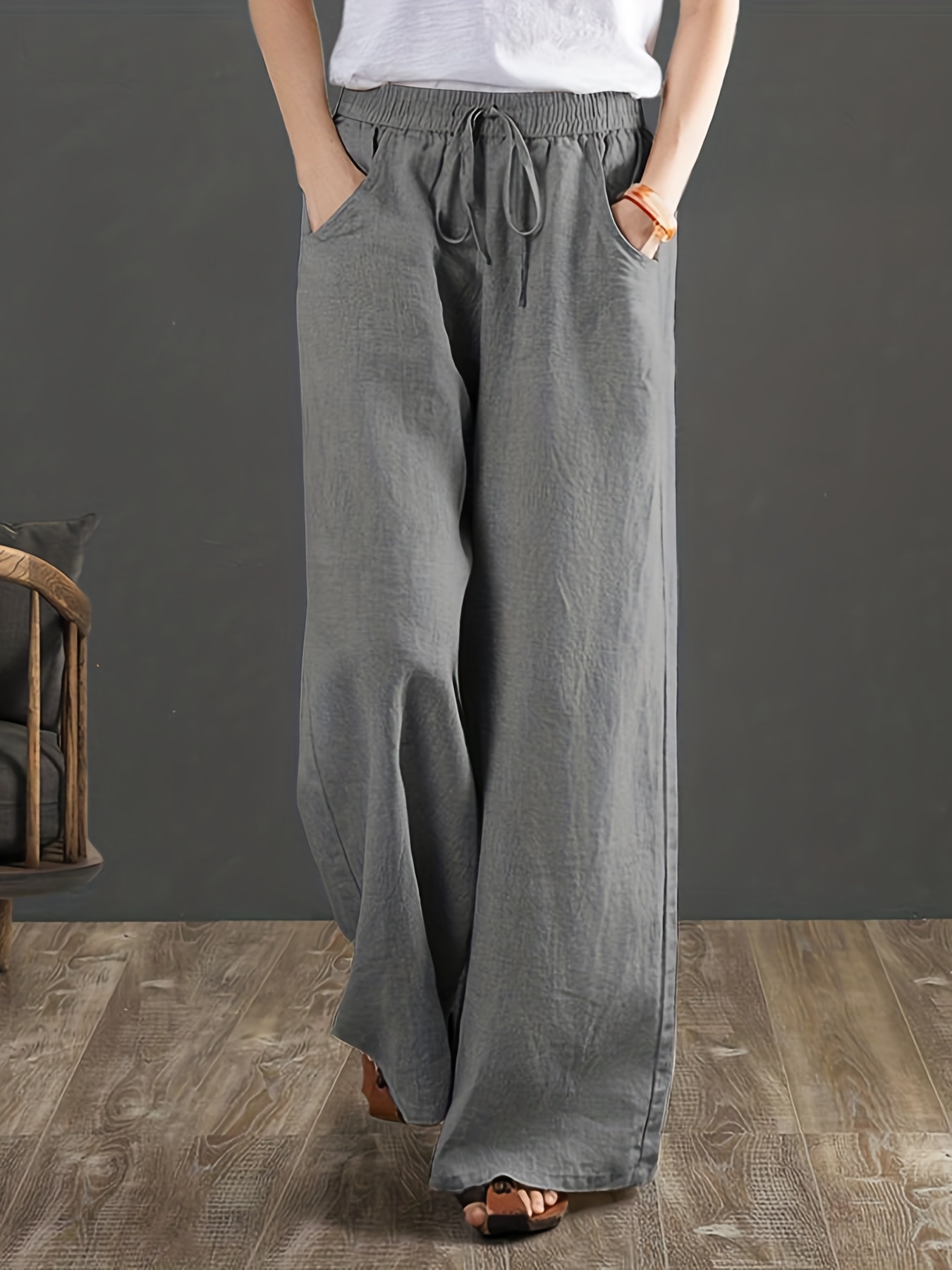 Drawstring Wide Leg Pants Casual Loose Pants Spring Summer - Temu Germany