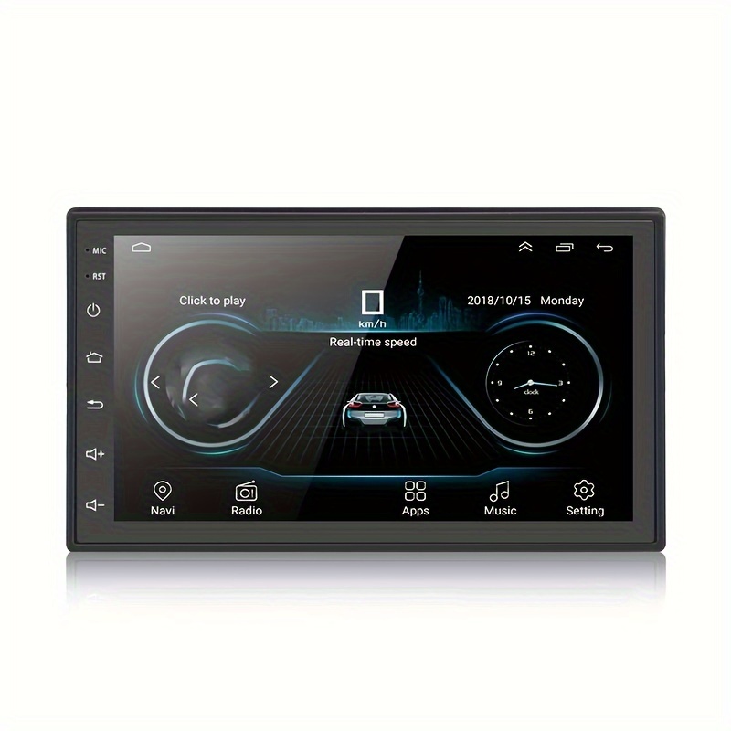  Podofo Estéreo de coche Android doble DIN de 10.1 pulgadas,  radio de coche 2.5D HD pantalla táctil principal con Bluetooth GPS soporte  WiFi FM Radio Dual USB Mirror Link SWC +