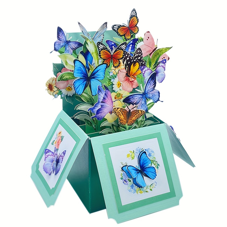 Carte de voeux 3D de papillons colorés Pop-up Card