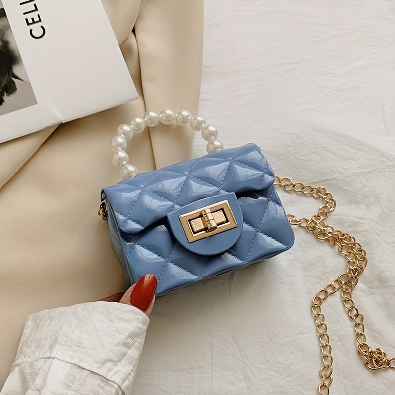 Waterproof Argyle Embossed Shoulder Bag Solid Mini Handbag