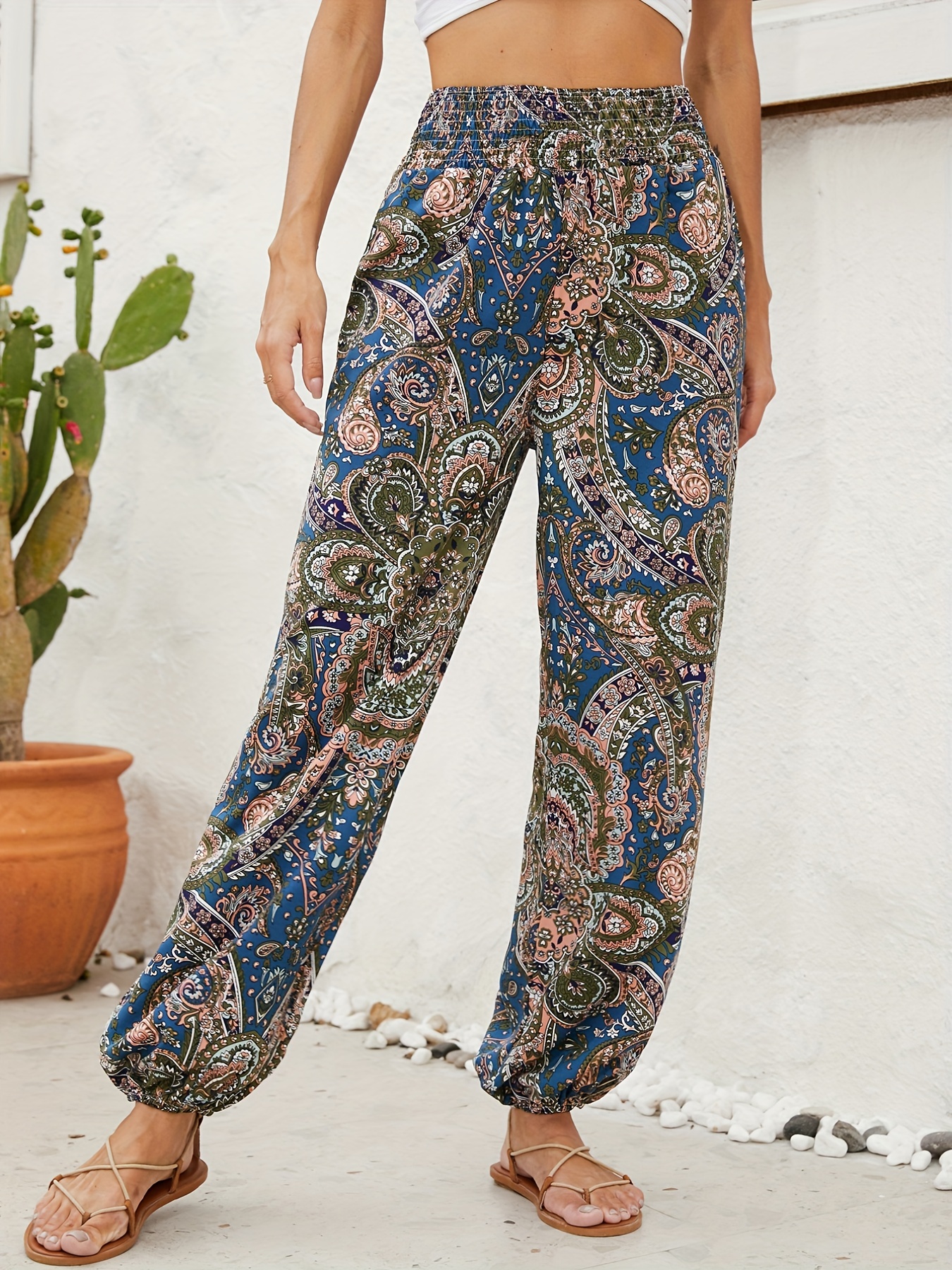 Elastic waisted palazzo pants in ethnic print – The Gypsy Soul Shop