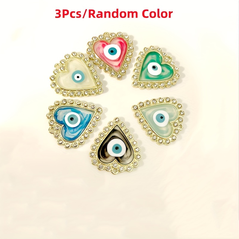 3Pcs Random Enamel Style Evil Eye Pattern Charms