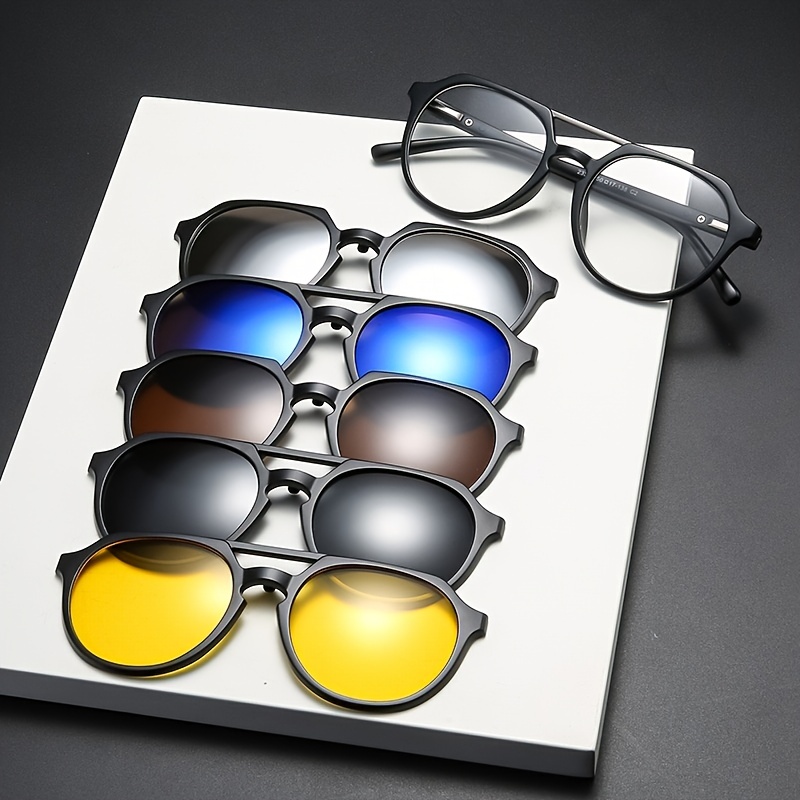5 En 1 Gafas de Sol Para Hombre Gafas Polarizadas Magnéticas