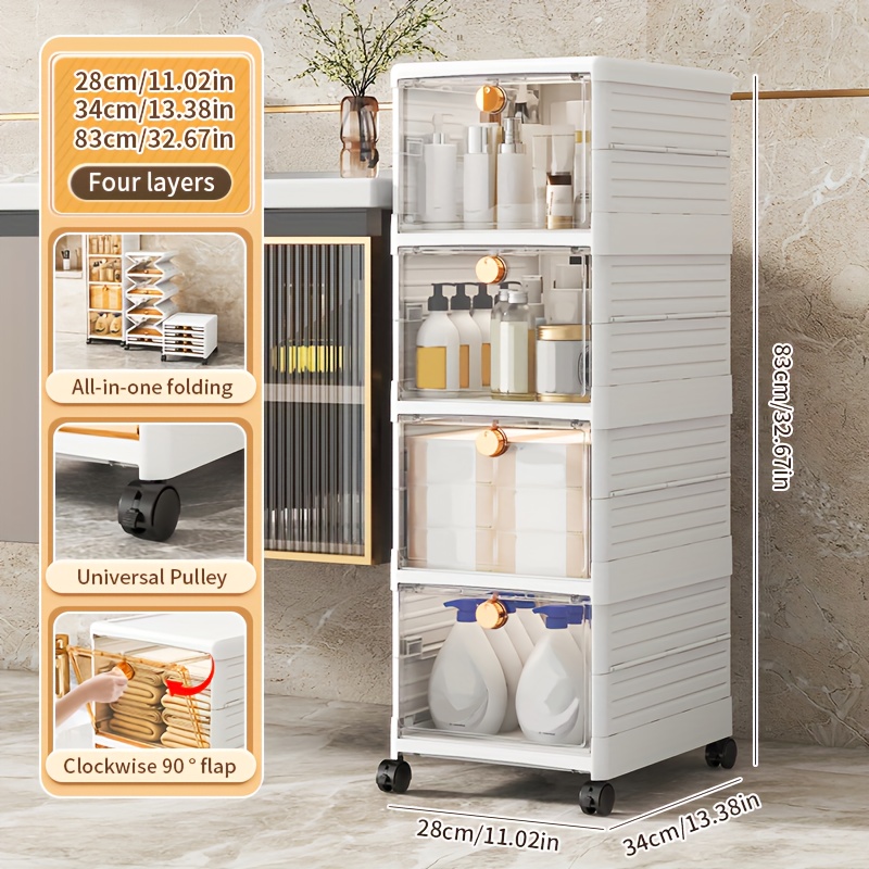 Foldable 5-Layer Storage Box Cabinet with Wheels