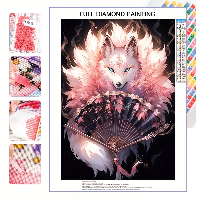 Diy 5d Diamond Art Painting Fantasy Nine Tailed Fox Kitsune Mosaic Cross  Stitch Kit Full Square Drills Embroidery Decor Gift