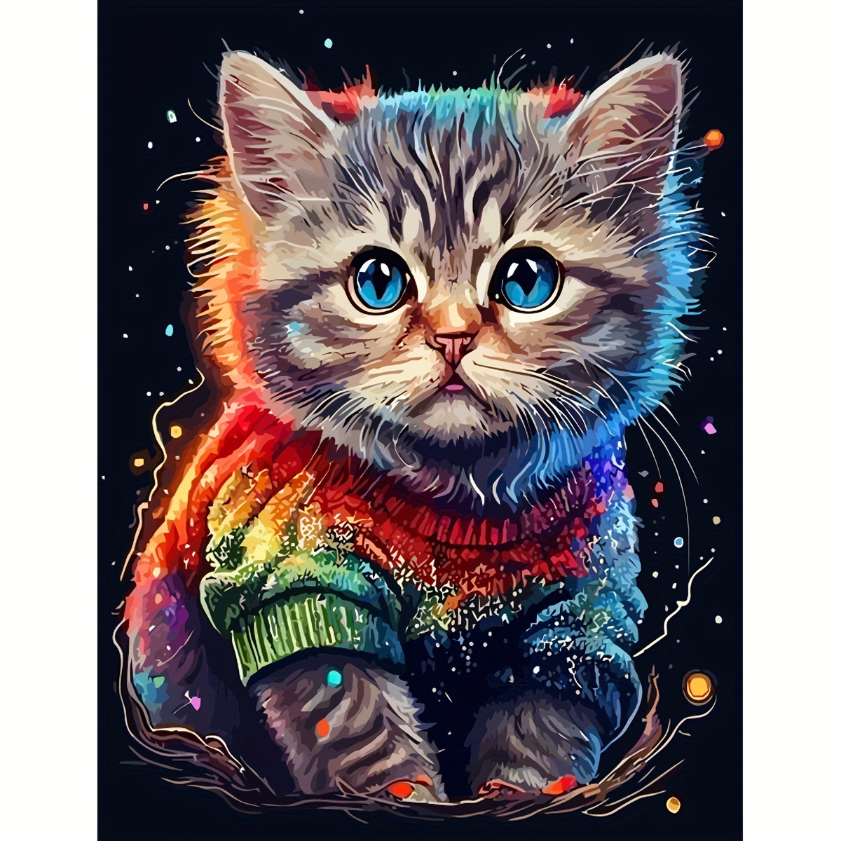 Peinture de chat à l'huile par numéros d'animaux sur toile avec cadre, Kit  acrylique