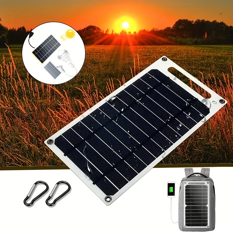 Banco de energía de panel solar con luz de camping cargador