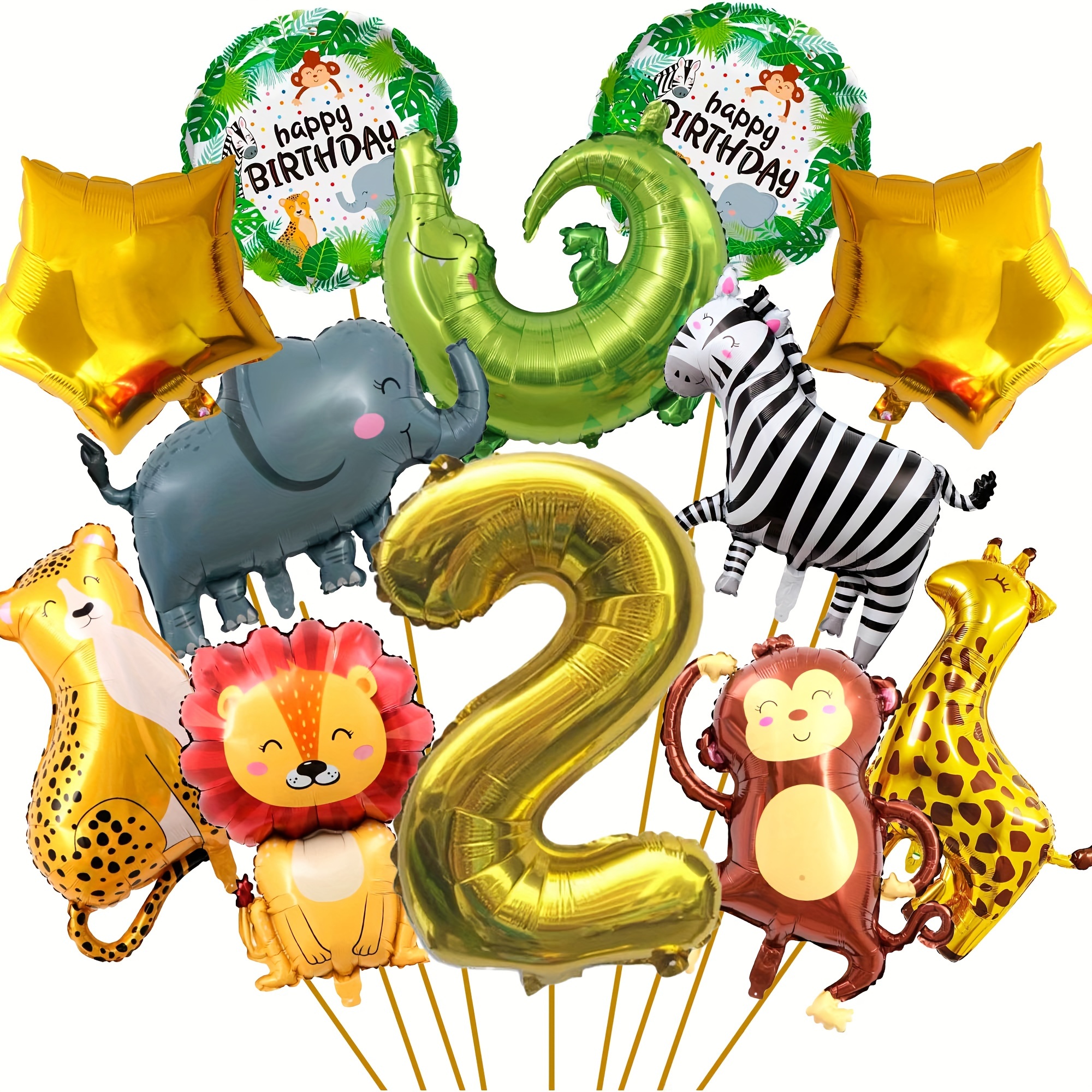  LZYMSZ 10 globos de animales, kit de globos gigantes de animales  de zoológico de 25 pulgadas, decoración de fiesta de cumpleaños con  temática de animales de safari de selva para regalo