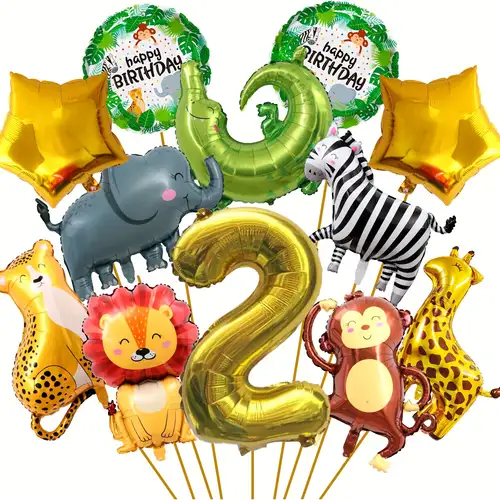 5 globos de animales de la selva, decoraciones de fiesta de cumpleaños de  safari de la selva, globos de papel de aluminio de animales de safari gigant