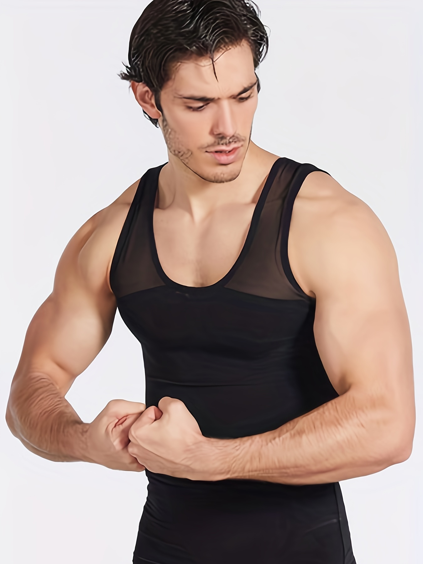Men's Seamless Solid Color Body Shaping Tank Top