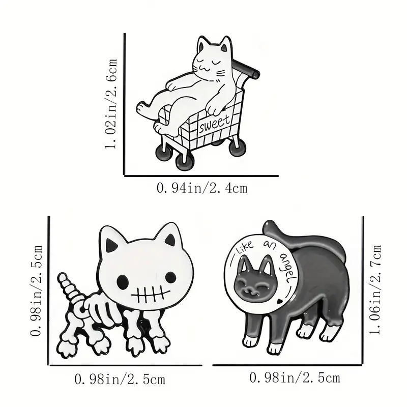 1pc Schwarze Katze Weiße Katze Cartoon Tier Brosche Süße - Temu