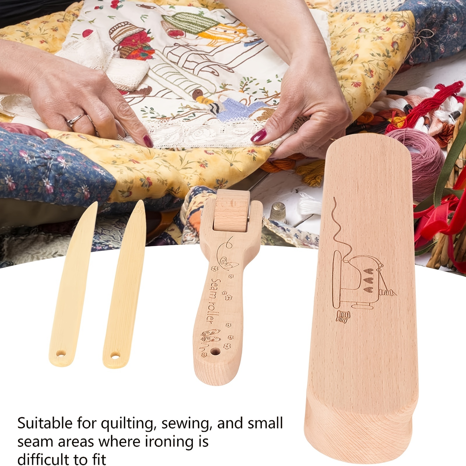 Wooden Clapper Handheld Large Clapper for Sewing Embroidery Ironing