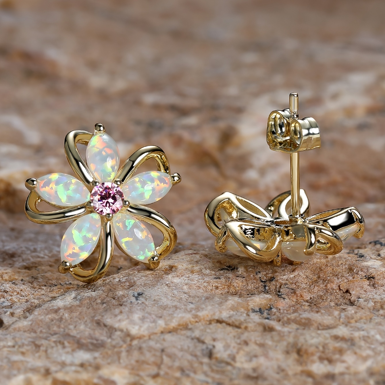 Flower Girl Gift Earrings Gold Gold Flower Stud Earrings 
