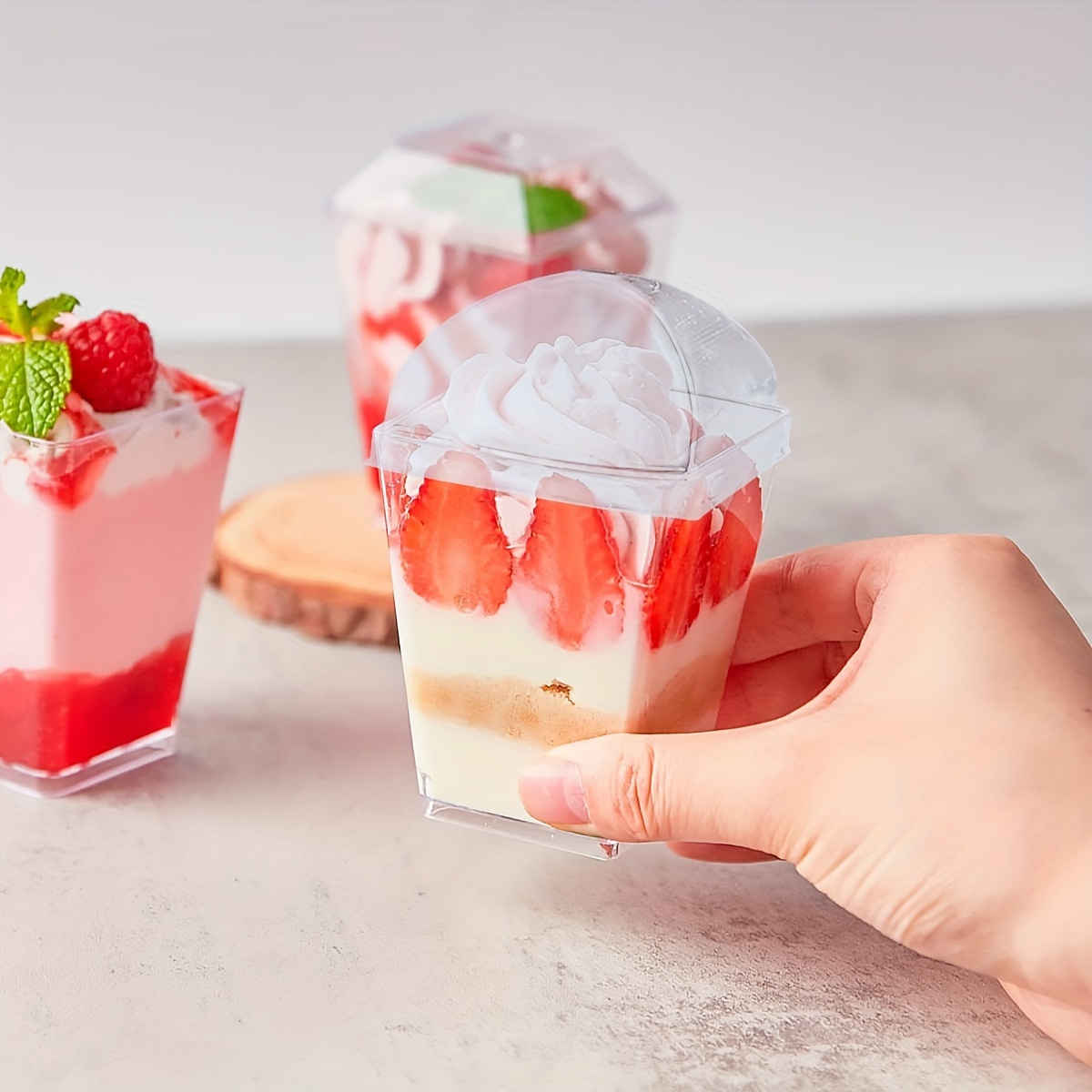 Dessert Cup With Lids Plastic Pudding Cups Ice Cream Cups - Temu