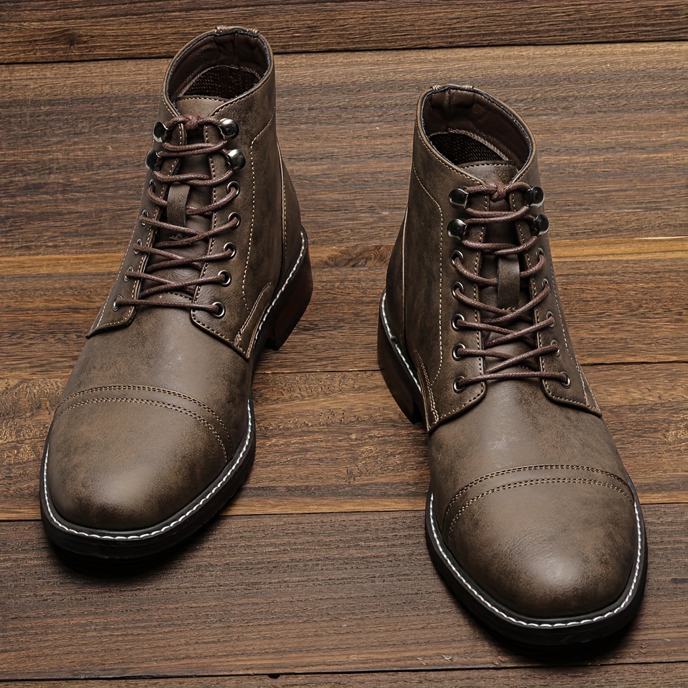 Men's Capt Toe Dress Boots, Vintage Boots, Casual Lace-up Walking Shoes -  Temu