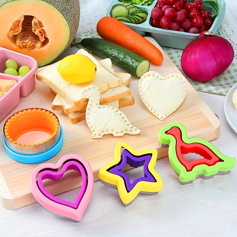 6 Pc Sandwich Cutter & Sealer Uncrustable Maker for Kids Red DIY