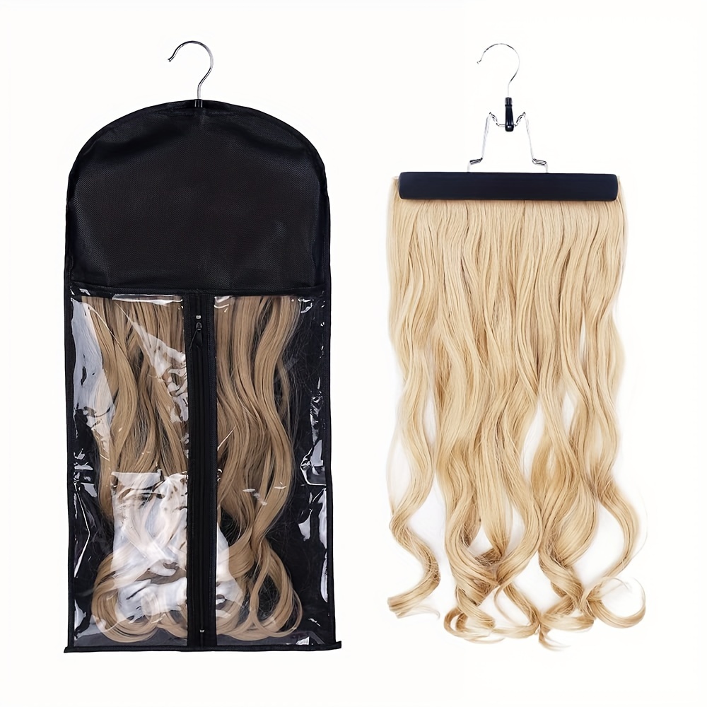 

1pc Hair Extensions Storage Bag With Hanger Hair Extension Holder Wig Storage Bag Wig Bag Perfect For Travel