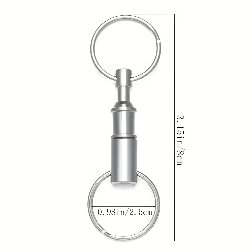 Temu 3pcs Dual Detachable Keychain Removable Pull Apart Keyring Double Split Rings Metal Quick Release Keychain Carabiner Key Holder Car Keychain