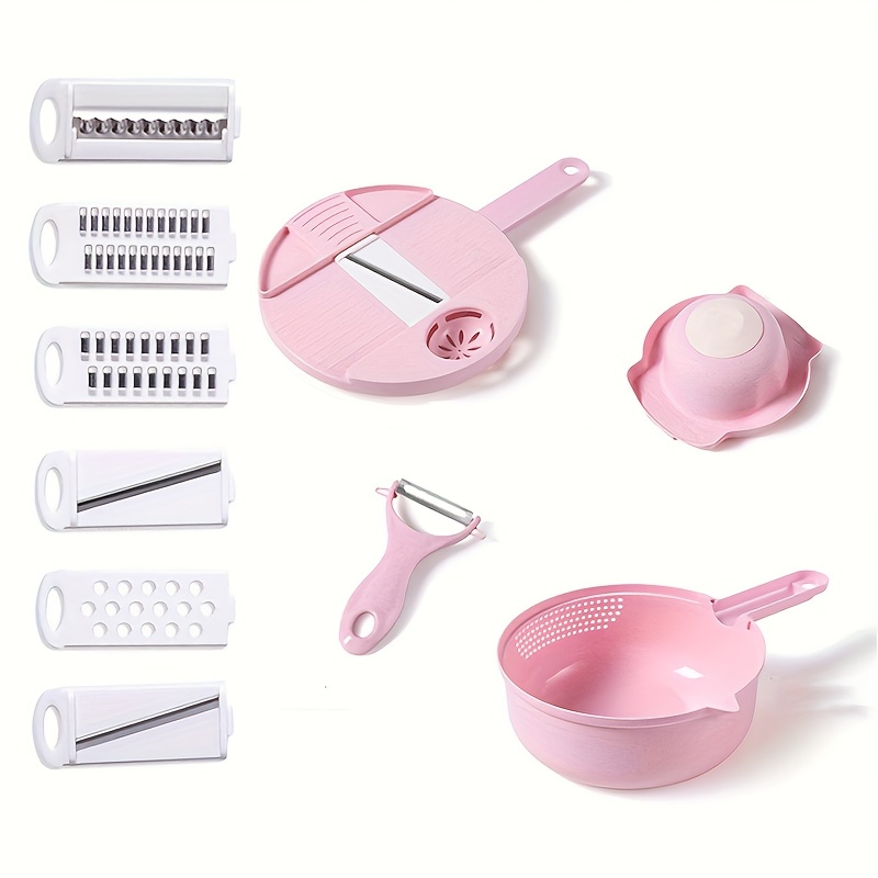 1set Vegetable Chopper, Pink Multifunction Potato Shredder, Peeler, Drain  Basket, For Kitchen