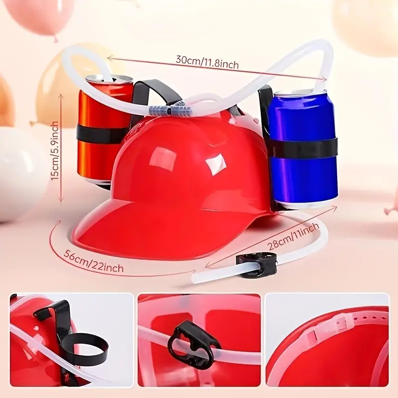 Drinking Helmet Party Hat Can Holder Drinker Hat With Straw Beer