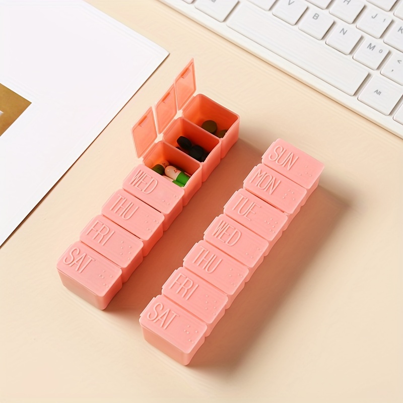 Portable Weekly Pill Organizer 7 Days Dispenser Vitamins Fish Calcium Tablets