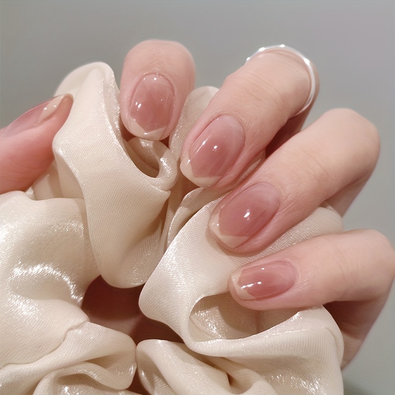 24pcs Faux Ongles À Pointe Française Rouge Presse Dégradée - Temu