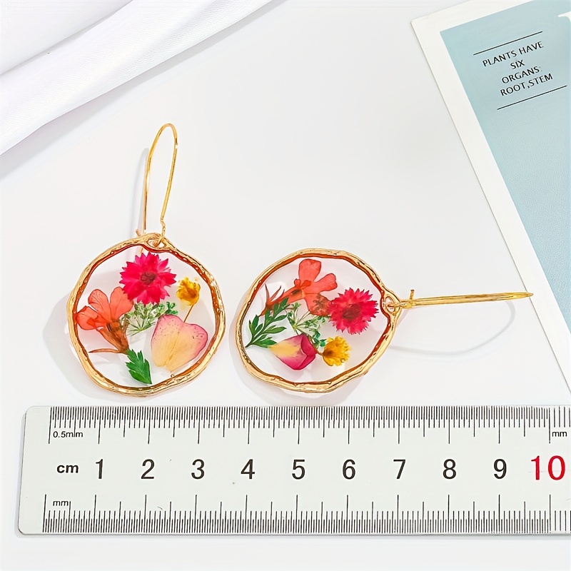 Colorful Dried Flower Grass Decor Dangle Earrings Bohemian Style