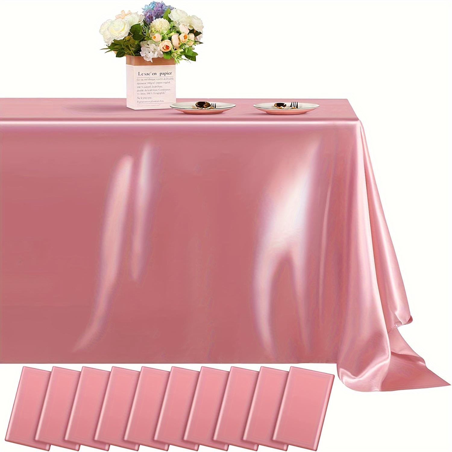 

1pc, Light Pink Tablecloth, Rectangle Polyester Solid Color Table Coverh, Wrinkle And Stain Resistant Table Cover, Perfect For Buffet Tables, Parties, Holiday Dinners, Room Decor