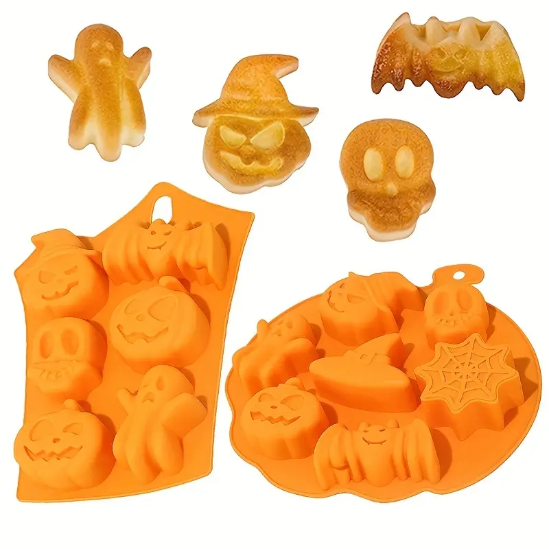 Halloween Ghost Pumpkin Silicone Baking Mold Set, Nonstick Chocolate Jelly  Fudge Cake Baking Molds, Party Favors Handmade Soap Molds, Skull Bat Ghost  Shape - Temu
