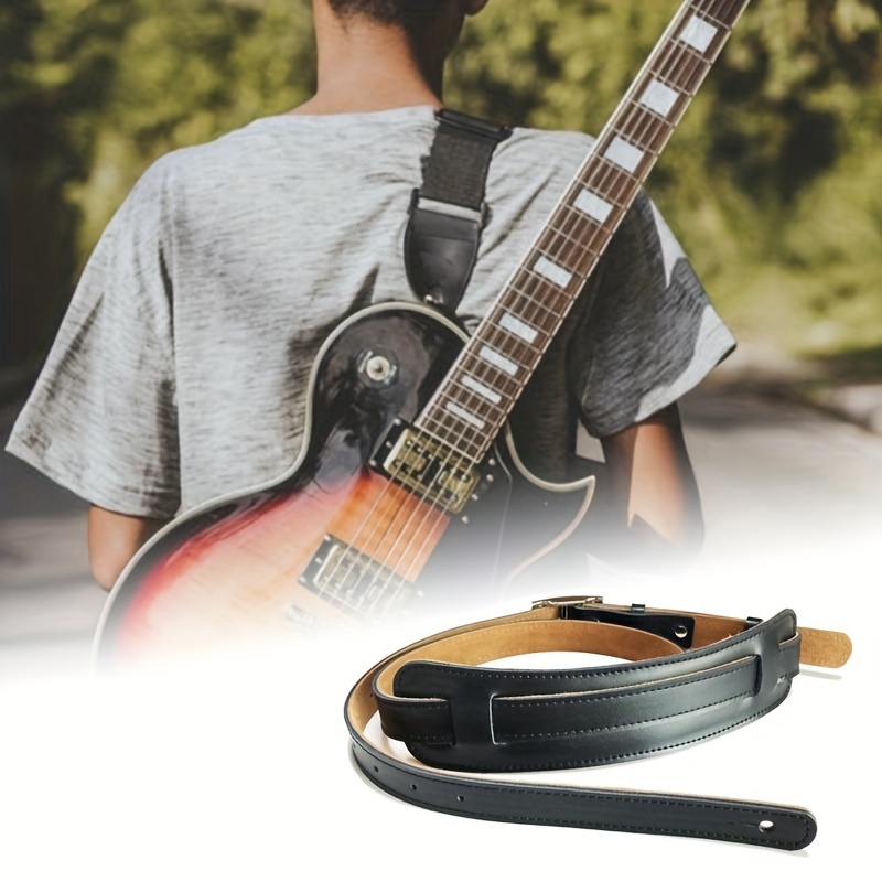 Leather Guitar Strap, Rugged, Padded, Steel Grey