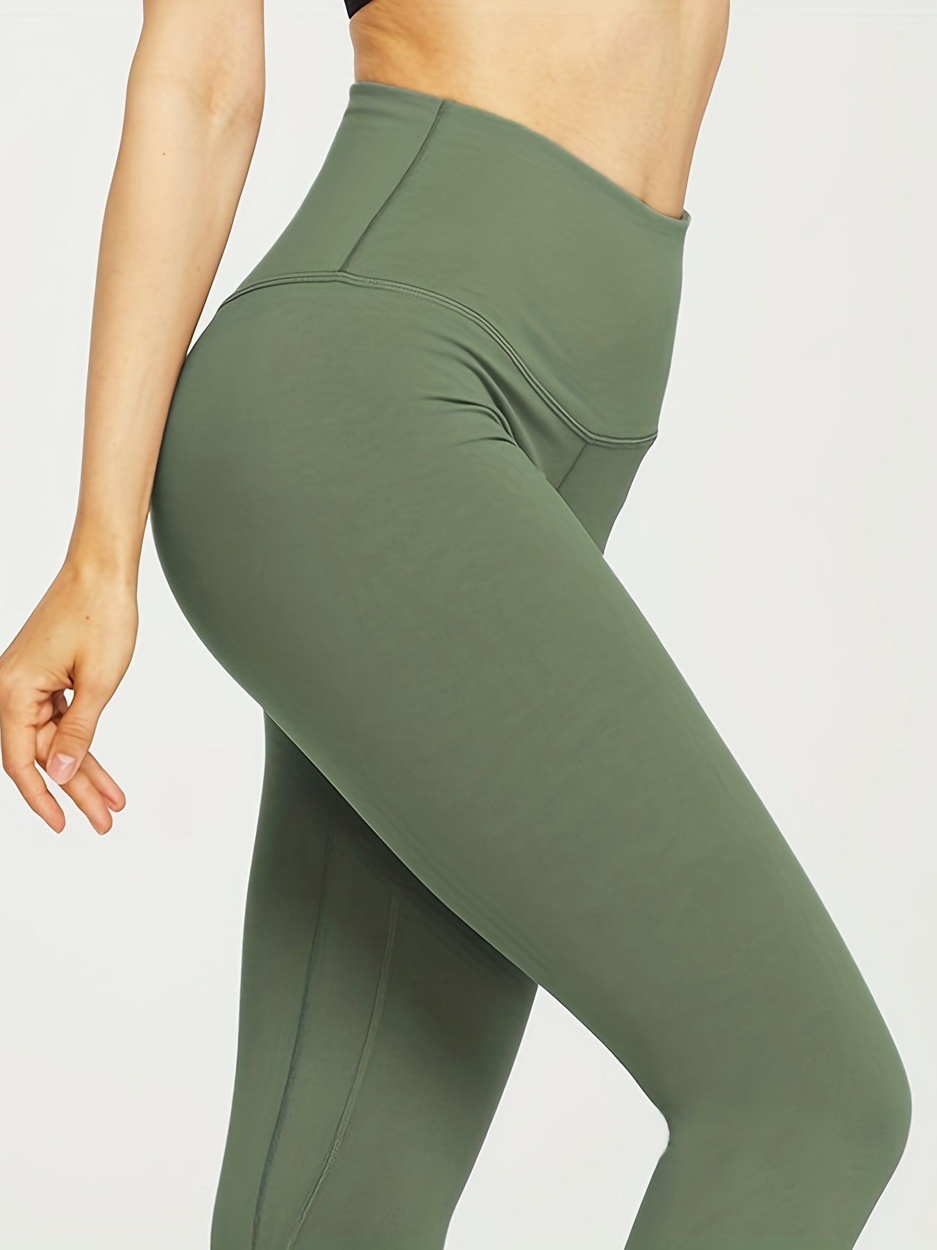 Sporty-style leggings - Khaki green - Ladies