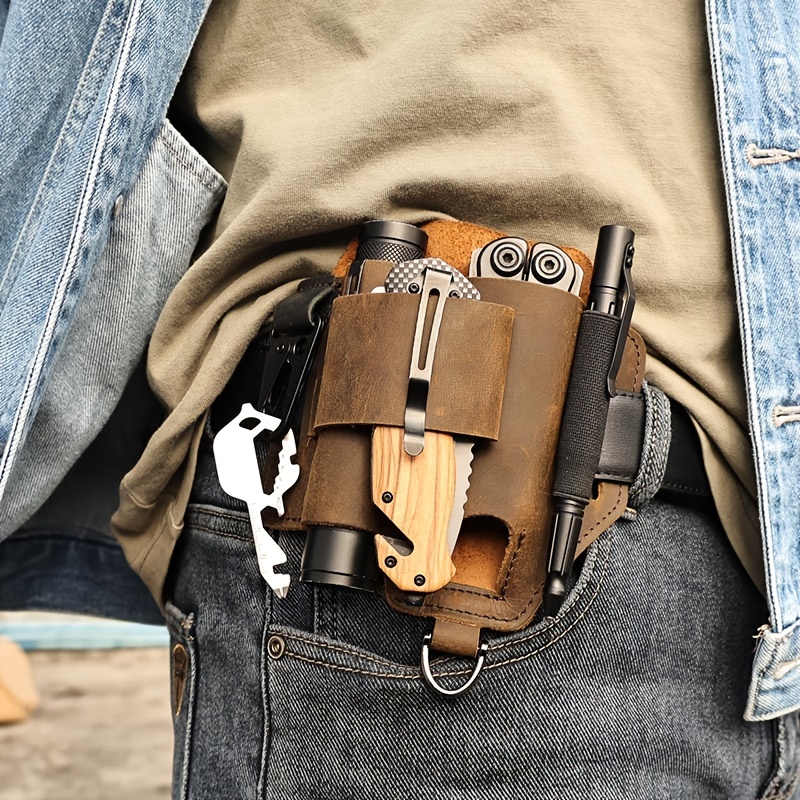 1pc Leisure Retro Multi Tool Belt Bag Cowhide Leather Pocket Organizer Mens  Holder Knife Strap Holder For Flashlight Camping Mountain Climbing And  Fishing - Bags & Luggage - Temu United Arab Emirates
