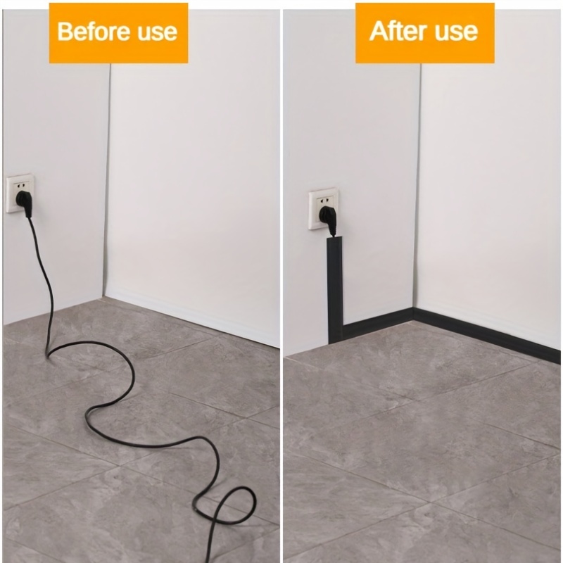 4FT Cord Cover Floor, Grey Cord Hider Floor, Extension Cable Cover Power  Cord Protector Floor, Cable Management Hide Cords on Floor- Soft PVC Wire