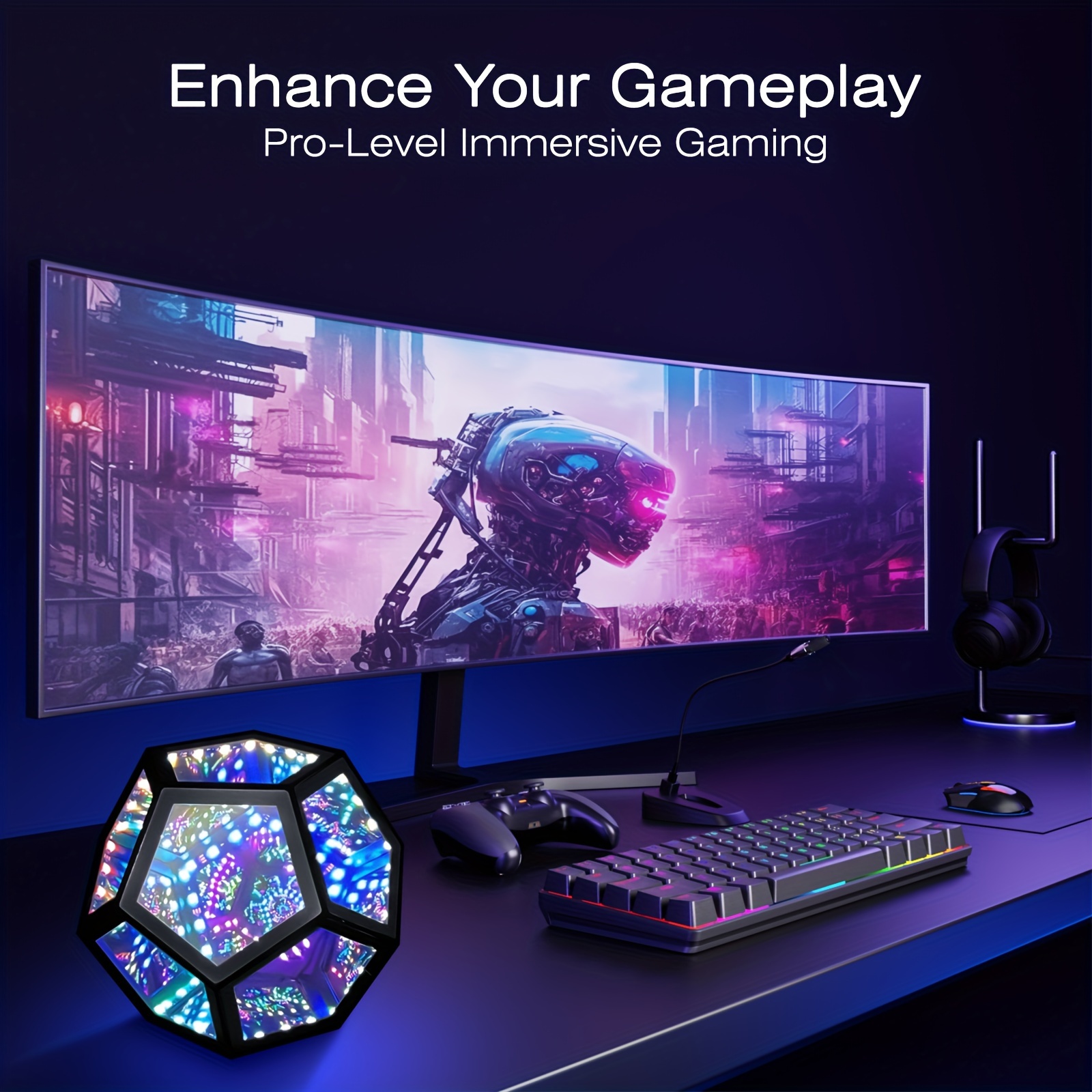 Infinity Dodecahedron Gaming Light Color Changing Ambient - Temu