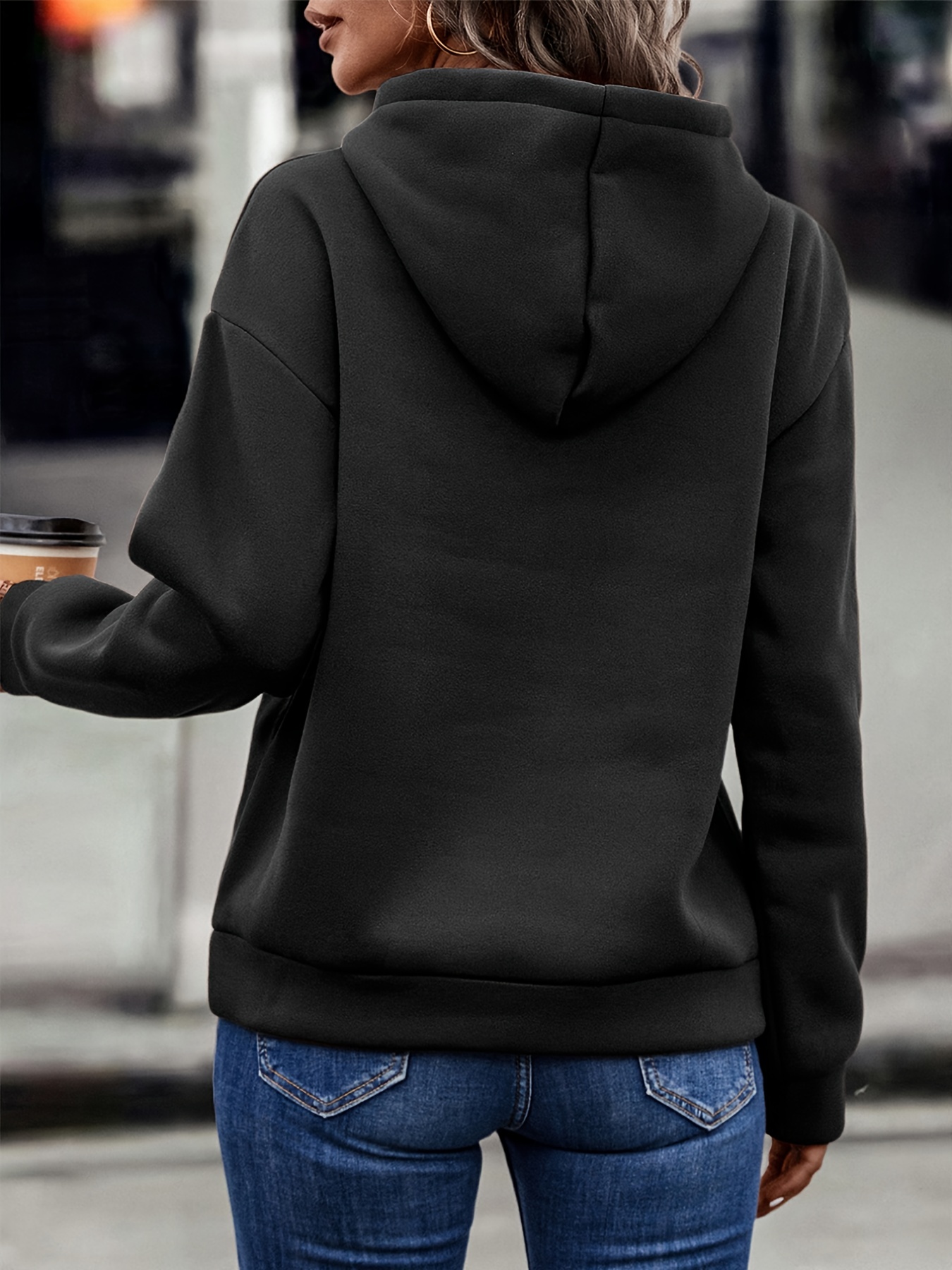 Women's Fleece Hoodie Loose Hoodie Drawstring Hoodie Casual Long Sleeved  Top Hoodie Women Pullover (1A-Black, XL) at  Women's Clothing store