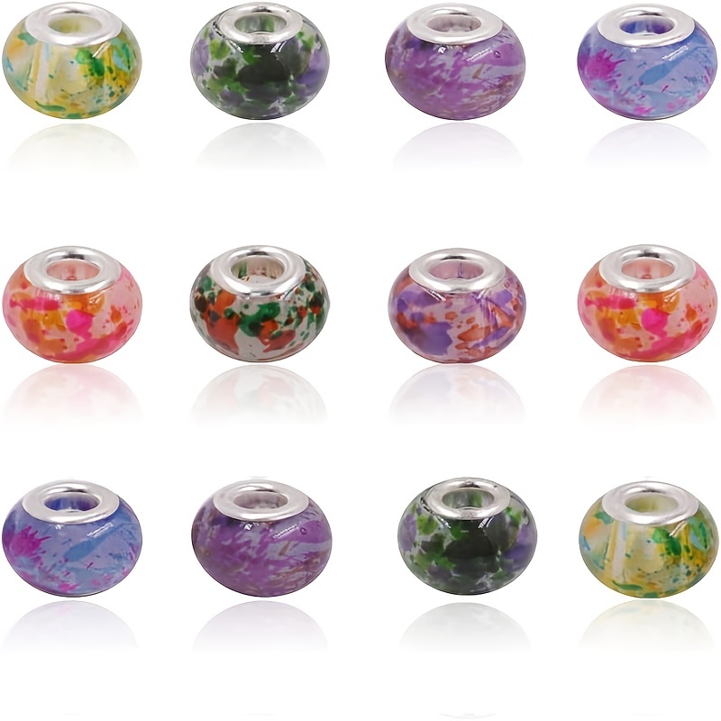 Explosion Two tone Glass Beads Large Hole Loose Beads - Temu