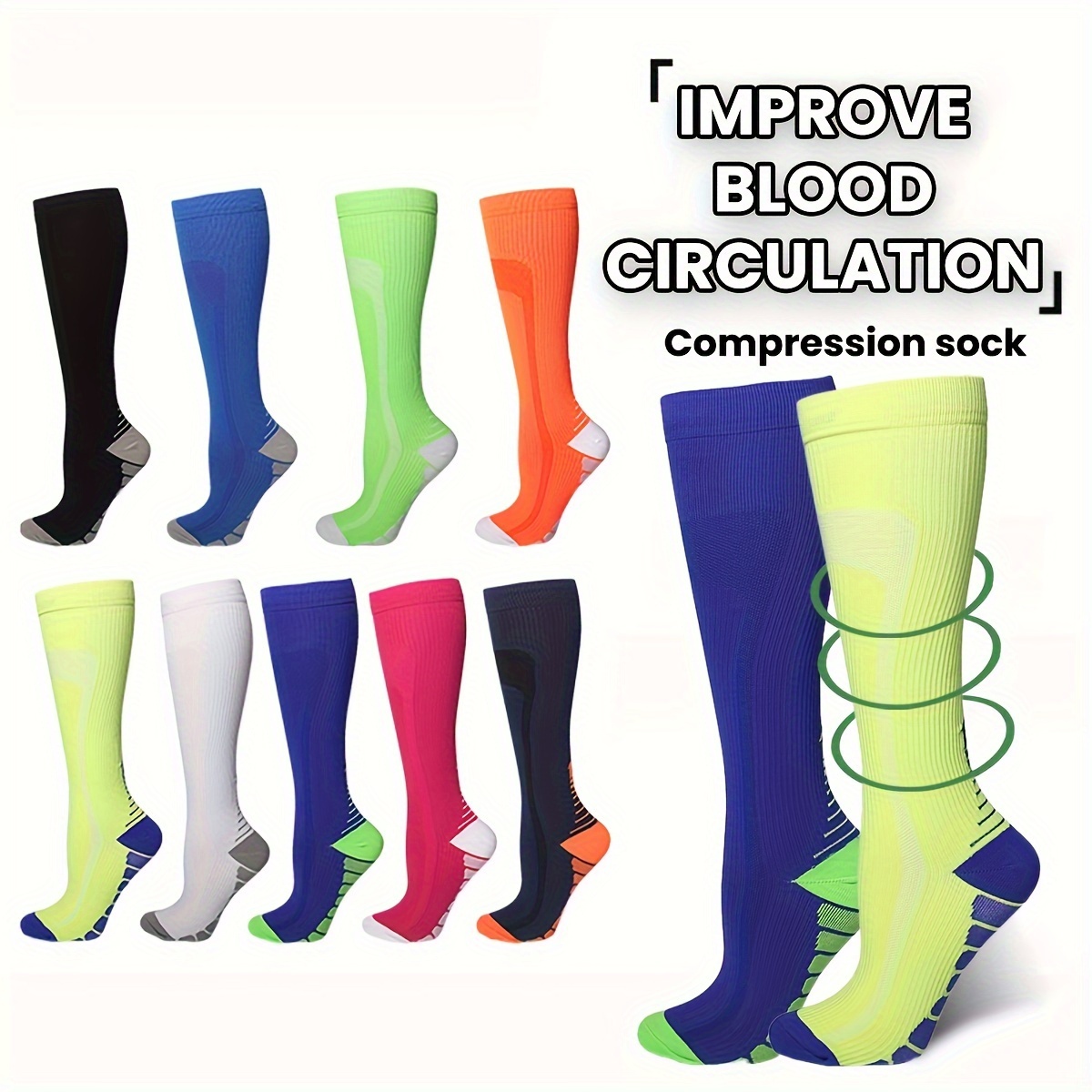 Knee High Breathable Compression Socks Leg Support Elastic - Temu